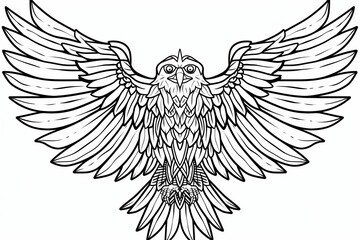 Obraz premium A stylized hawk engraving. A linear drawing.