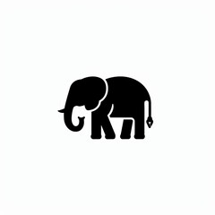 Obraz premium Isolated black silhouette of an elephant against a white background, abstract art illustration