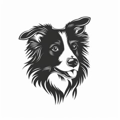 Fototapeta premium The modern design of an image of a border collie dog on a white background. A pet. Animal. An icon of a dog.
