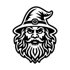 wizard head in a hat.vector illustration on a white background