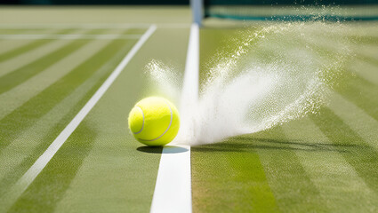 tennis ball touch the white line