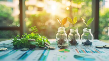 Conceptual image of ESG reporting tools aiding sustainability analytics and green business planning, emphasizing corporate responsibility