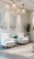 Modern Botox Clinic Lobby with Comfortable Seating and Stylish Decor for a Welcoming Atmosphere