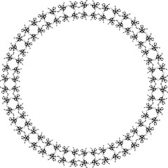 Round frame with abstract shapes pattern. Vector illustration isolated on white background.