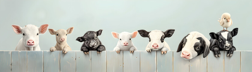 Obraz premium Adorable Baby Calves Over The Fence.