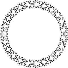 Round frame with abstract shapes pattern. Vector illustration isolated on white background.