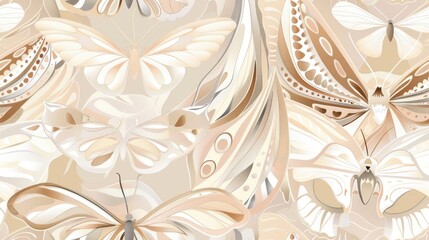 Abstract Butterfly Pattern in Beige Tones.