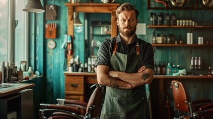 The Barber in Rustic Shop
