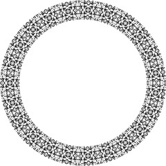 Round frame with abstract shapes pattern. Vector illustration isolated on white background.