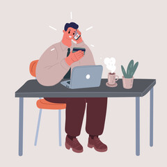 Vector illustration of man commit man shopping online