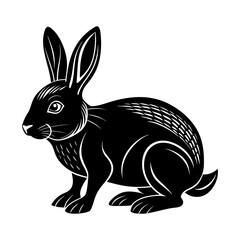 Obraz premium a black and white drawing of a rabbit with big eyes