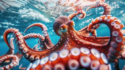 Obraz premium Close-up of an octopus underwater.