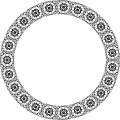 Round frame with abstract shapes pattern. Vector illustration isolated on white background.
