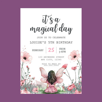 Fairy Girl Garden Birthday Invitation