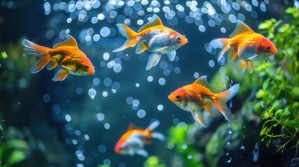 Naklejka premium home aquarium with tropical fish