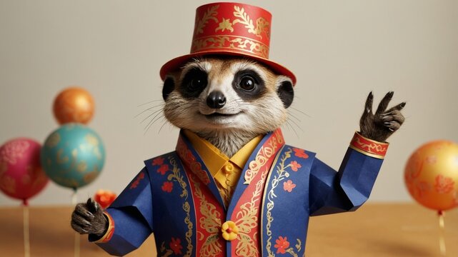 Party Time - A Cheerful Meerkat in Festive Gear.