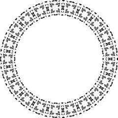 Round frame with abstract shapes pattern. Vector illustration isolated on white background.