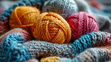 knitting project with wool yarns