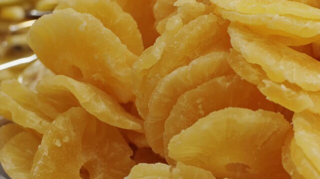 Get a closeup view of dried pineapple snacks bursting with exotic flavor and wholesome nutrition