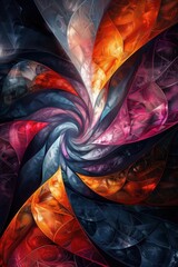 Obraz premium Colorful fractal design, complex and detailed, dynamic forms, high contrast, dark backdrop, decorative abstract art,