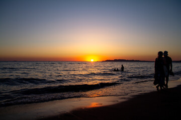 beautiful colorful sunset in the city of Durres