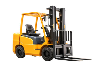 Forklift truck isolated. automated warehouse industry transparent electric load car for stock shipment various color.