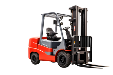 Forklift truck isolated. automated warehouse industry transparent electric load car for stock shipment various color.
