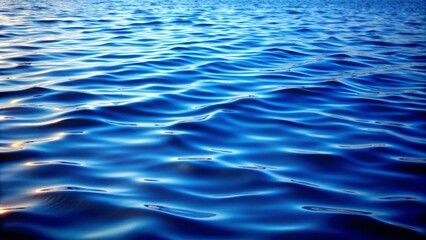Naklejka premium Ocean Waves A Detailed Abstract Photograph of Rippling Blue Water with Sun Reflections - Nature, Photography, Water, Abstract, Texture, Background, Sea