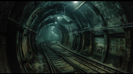 Fototapeta premium Historic Subway Tunnel Underground View Showcasing Engineering Marvels