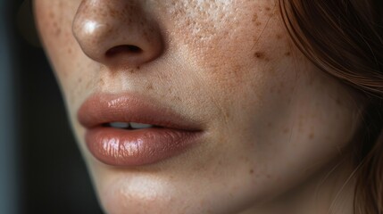 Fototapeta premium Close-Up of Smooth and Rejuvenated Woman's Face Post-Mesotherapy Highlighting Skin Glow and Texture