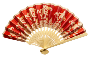 PNG Beautiful chinese fan red chinese new year white background.
