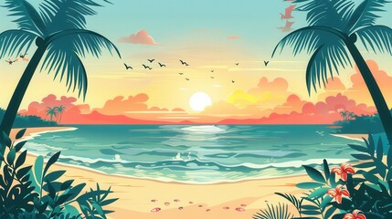 Fototapeta premium beach with palm trees