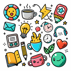 Hand-Drawn Doodle Icons Set for Creative Projects