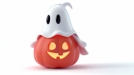 Fototapeta premium Cartoon Featuring a Cute Red Ghost