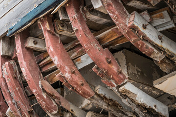 detail of a destroyed fishing boat