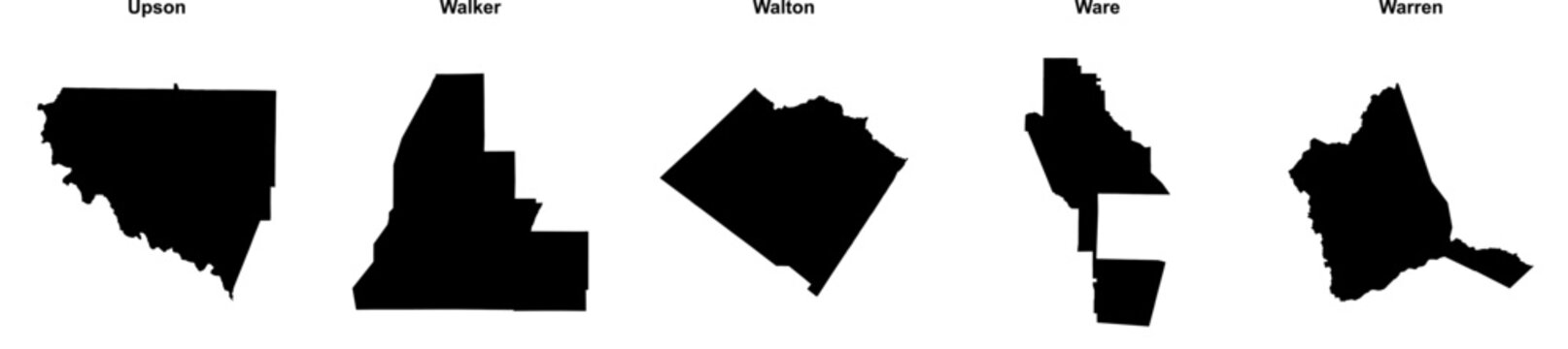 Upson, Walker, Walton, Ware, Warren outline maps