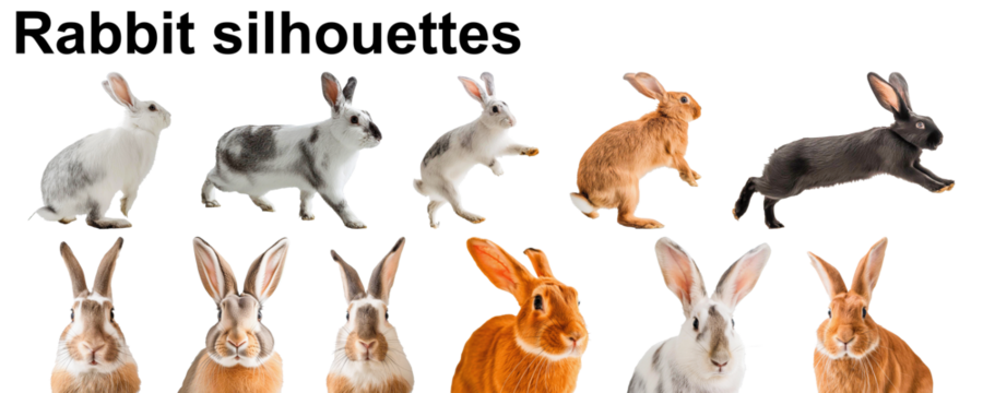 rabbit silhouette bunny farm collection set group