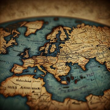 an antique map of a world