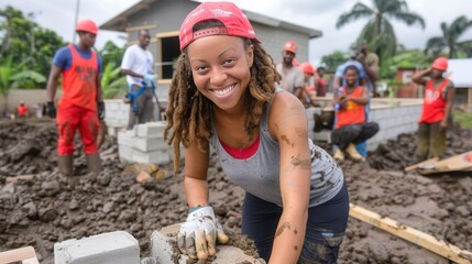 Young volunteers building homes for the less fortunate --ar 16:9 --stylize 250 Job ID: 2287bcb0-0a8b-4e57-913b-d0013294b32f