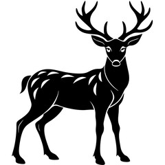 Minimal Deer Silhouette vector art illustration