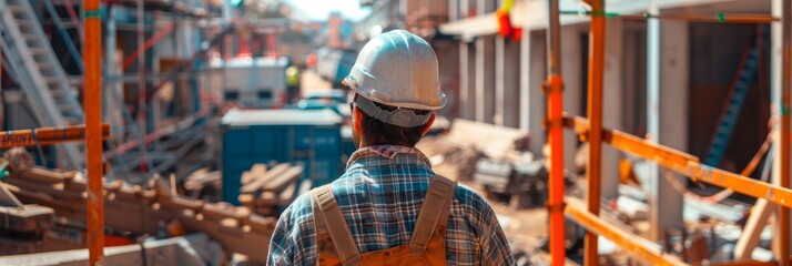 Scene of a mason working diligently at the construction site, captured with precision