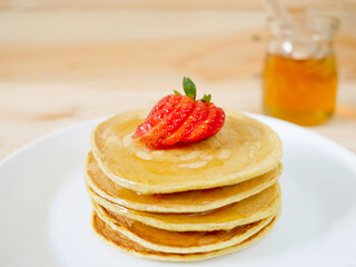 Stack of homemade flourless oatmeal pancakes