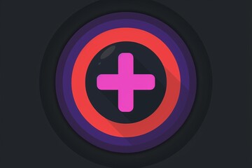 Vibrant plus sign in circular frame icon for healthcare accessibility and positivity
