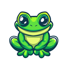 Fototapeta premium Frog vector mascot logo design with modern illustration concept style for badge, emblem and tshirt printing. Frog sticker. Frog illustration for sport and esport team logotype