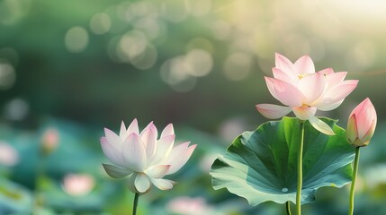 Obraz premium lotus flower blooming pink lotus white lotus 