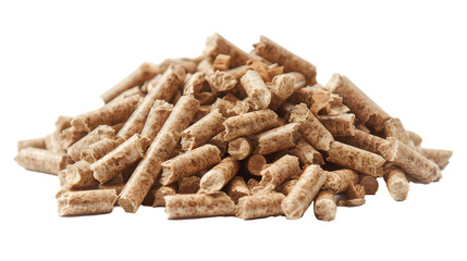 pile of wooden pellets isolated on transparent background
