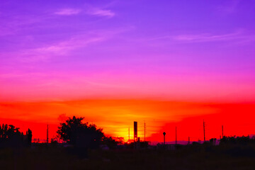 Sunset atmosphere in the evening, light shines through the suburbs of Lamphun Province, northern Thailand, Southeast Asia.