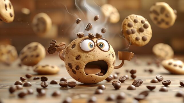 Cookie Monster in Coffee Bean Rain