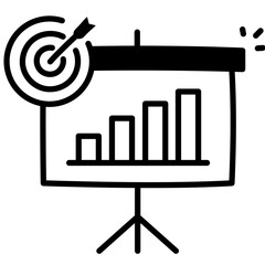 Business Presentation Icon. Presentation Board with Graph and Targets Icon. Transparent PNG Illustration for Corporate Strategy Concept