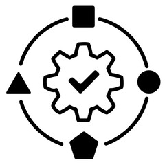 Gear with Tick Icon. Quality Assurance Icon. Transparent PNG Illustration for Reliability Concept